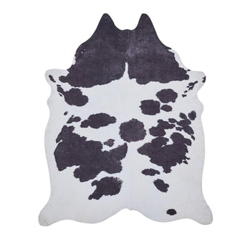 Faux Cow Print Animal Skin Lightweight Printed Polyester Flatweave Black/White Rug-Think Rugs-Rug Love - The Most Loved Rug Store